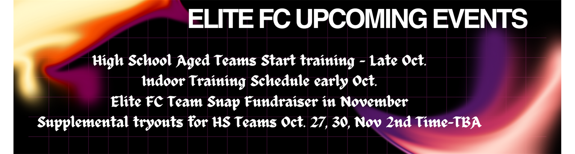 Elite FC Upcoming Events