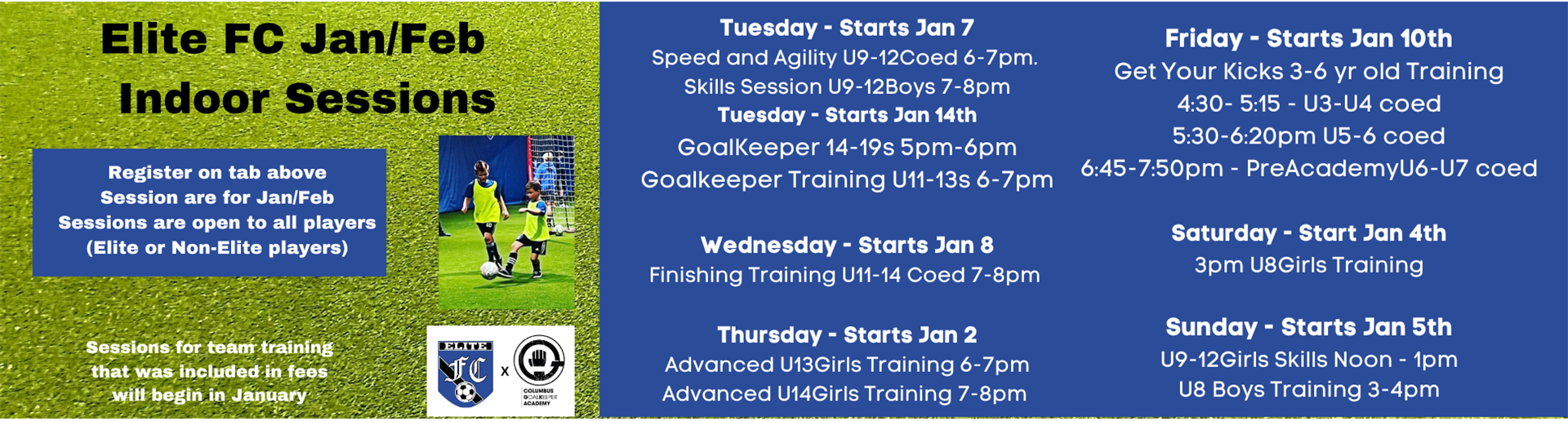 Jan/Feb Indoor Training Schedule