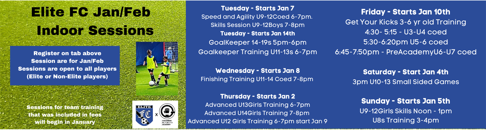 Jan/Feb Indoor Training Schedule